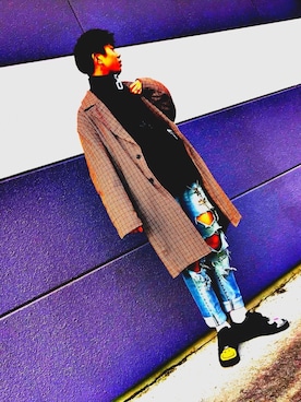 「JW Anderson（ジェイダブリューアンダーソン）のアイテム（ニット/セーター）」を使った、︎🙂HAZUKI🙂さん（メンズ・177cm）の冬コーディネート