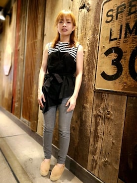 「CANAL JEAN（キャナルジーン）のアイテム（スリッポン）」を使った、cinamon777さん（レディース・153cm）の夏コーディネート