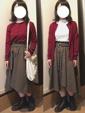 「GU（ジーユー）の（GU）レースアップショートブーツＡ（WOMEN ⁄ シューズ）」を使った、きっちゃんさん（レディース・157cm）の秋コーディネート