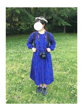 「kinjiのアイテム（ワンピース、ブルー系）」を使った、きっちゃんさん（レディース・157cm）の春コーディネート