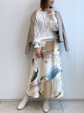 「デザイントップス」｜「アイテム（ブルゾン）」を使った、Shiiiさん（レディース・162cm）の冬コーディネート