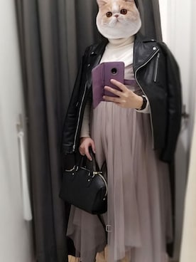 「おめかしコーデ」｜「アイテム（その他アウター）」を使った、佐藤杏奈@猫の人さん（レディース・159cm）の春コーディネート