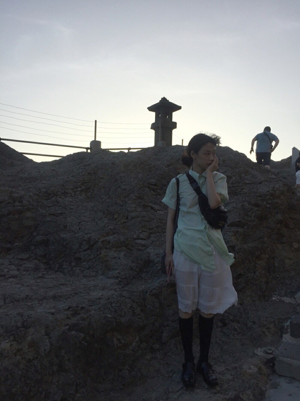 「夏コーデ、今日のコーデ、VINTAGE、うみ、風」｜「VINTAGEのアイテム（トップス、グリーン系）」を使った、lizzy_ivorycamelliaさん（レディース・166cm）の夏コーディネートの1枚目の写真