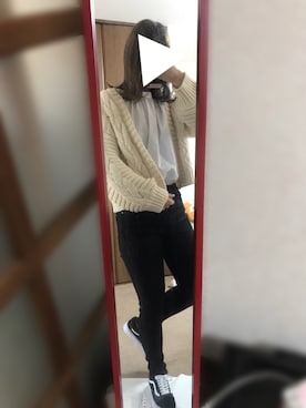 「chuu（チュー）のCHUU -5kgシンプルデニムスキニーパンツ vol.41（デニムパンツ）」を使った、h a n aさん（レディース・166cm）の春コーディネート