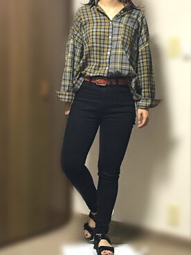 「chuu（チュー）のCHUU -5kgシンプルデニムスキニーパンツ vol.41（デニムパンツ）」を使った、h a n aさん（レディース・166cm）の春コーディネート