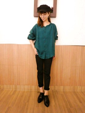 「LEPSIM（レプシィム）の【日々アイテム】ストレッチムジスリムパンツ17FW　762936（その他パンツ）」を使った、izuminさん（レディース・155cm）の秋コーディネート