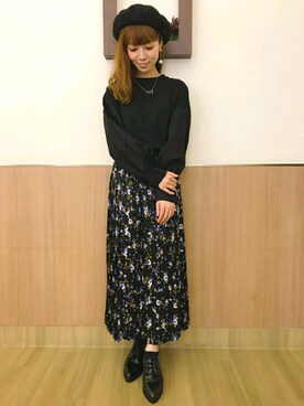 「LEPSIM（レプシィム）のアイテム（ハンチング/ベレー帽）」を使った、izuminさん（レディース・155cm）の秋コーディネート