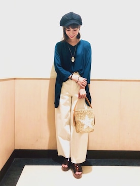 「LEPSIM（レプシィム）のアイテム（キャスケット）」を使った、izuminさん（レディース・155cm）の春コーディネート