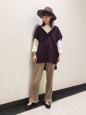 「アイテム（イヤリング（片耳用））」を使った、izuminさん（レディース・155cm）の秋コーディネート