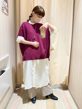 「LEPSIM（レプシィム）のアイテム（シャツワンピース）」を使った、izuminさん（レディース・155cm）の秋コーディネート
