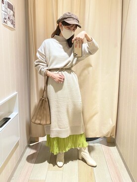 「LEPSIM（レプシィム）のアイテム（キャスケット）」を使った、izuminさん（レディース・155cm）の秋コーディネート