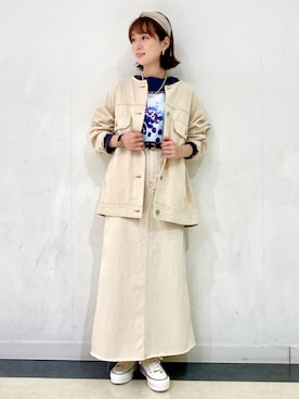 「アイテム（カチューシャ、ベージュ系）」を使った、izuminさん（レディース・155cm）の春コーディネート