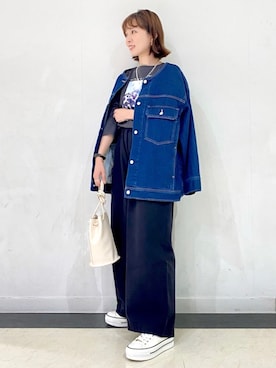 「LEPSIM（レプシィム）のアイテム（ノーカラージャケット）」を使った、izuminさん（レディース・155cm）の春コーディネート