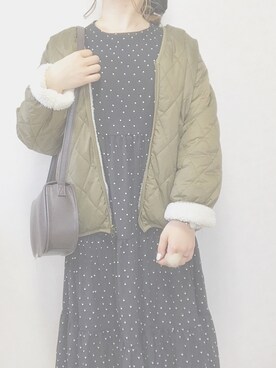 「ドットワンピ」｜「アイテム（アナログ腕時計）」を使った、にわさん（レディース・156cm）の冬コーディネート