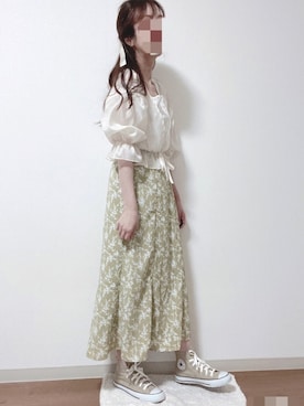 「GRL（グレイル）の光沢シフォンカーディガン（カーディガン/ボレロ）」を使った、shiroさん（レディース・159cm）の春コーディネート