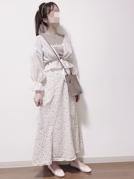 「GRL（グレイル）の光沢シフォンカーディガン（カーディガン/ボレロ）」を使った、shiroさん（レディース・159cm）の春コーディネート