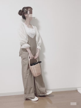 「GRL（グレイル）の光沢シフォンカーディガン（カーディガン/ボレロ）」を使った、shiroさん（レディース・159cm）の春コーディネート