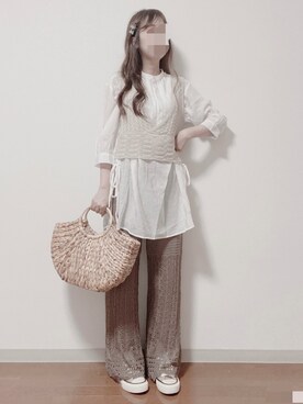 「SPINNS(スピンズ)のアイテム(バレッタ/ヘアクリップ)」を使った、shiroさん(レディース・159cm)の夏コーディネート