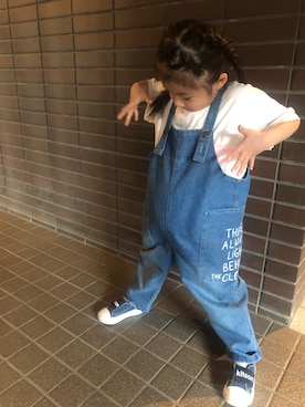 「SHOO・LA・RUE（シューラルー）のアイテム（オールインワン・サロペット）」を使った、sayahanaさん（キッズ・100cm）の春コーディネート