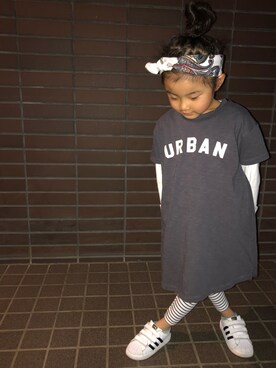 「BREEZE（ブリーズ）のアイテム（シャツワンピース）」を使った、sayahanaさん（キッズ・100cm）の春コーディネート