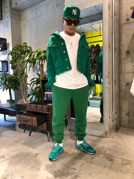 デニムジャケットを使った 緑コーデ のメンズ人気ファッションコーディネート Wear