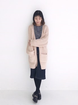 「アイテム（デニムスカート）」を使った、MAKORIさん（レディース・159cm・30代）の冬コーディネート