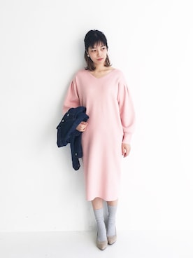 「haco!（ハコ）のアイテム（デニムジャケット）」を使った、MAKORIさん（レディース・159cm）の冬コーディネート