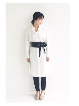 「haco!（ハコ）のアイテム（シャツワンピース）」を使った、MAKORIさん（レディース・159cm）の冬コーディネート