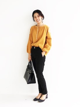 「haco!（ハコ）のアイテム（パンツ）」を使った、MAKORIさん（レディース・159cm）の秋コーディネート