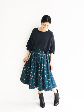 「haco!（ハコ）のアイテム（ブーツ）」を使った、MAKORIさん（レディース・159cm）の秋コーディネート