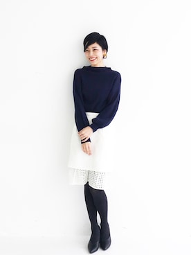 「アイテム（アクセサリー、パープル系）」を使った、MAKORIさん（レディース・159cm）の冬コーディネート