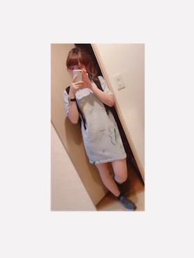 「LACOSTE L!VE（ラコステライブ）のグラフィックリーフデザインジッパーワンピース（ワンピース、グレー系）」を使った、ゆききさん（レディース・161cm）の秋コーディネート