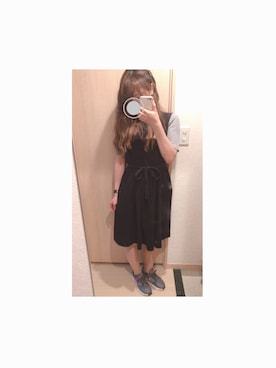 「UNIQLO（ユニクロ）のアイテム（ワンピース/ドレス、ブラック系）」を使った、ゆききさん（レディース・161cm）の秋コーディネート