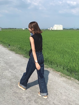 「Hanes」｜「アイテム（アナログ腕時計）」を使った、れ み れ みさん（レディース・158cm）の夏コーディネート