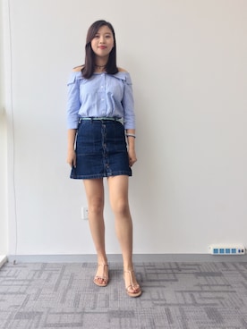 「アイテム（デニムスカート）」を使った、Danazddさん（レディース・165cm）の春コーディネート