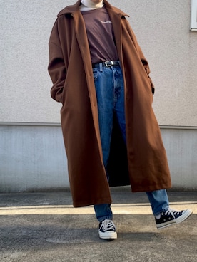 「アイテム（ステンカラーコート）」を使った、PePeさん（レディース・162cm・20代）の冬コーディネート