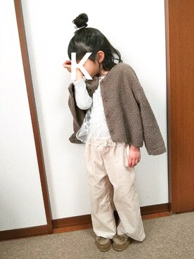 「5歳」｜「アイテム（モカシン/デッキシューズ）」を使った、ratoco*さん（キッズ・110cm）の冬コーディネート