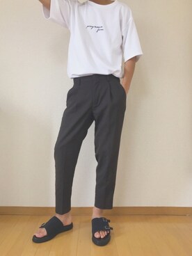 「MANEBU（マネブ）のアイテム（サンダル）」を使った、kenさん（メンズ・179cm）の秋コーディネート