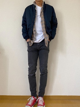 「H&M（エイチ・アンド・エム）のアイテム（MA-1）」を使った、kenさん（メンズ・179cm）の冬コーディネート