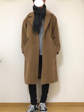 「MONKEY TIME（モンキータイム）のアイテム（トレンチコート）」を使った、kenさん（メンズ・179cm）の冬コーディネート