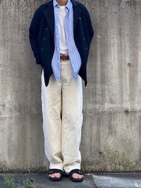 「MANEBU（マネブ）のアイテム（サンダル）」を使った、kenさん（メンズ・179cm）の春コーディネート