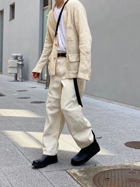 「Yohji Yamamoto（ヨウジヤマモト）のアイテム（ブーツ）」を使った、kenさん（メンズ・179cm）の夏コーディネート