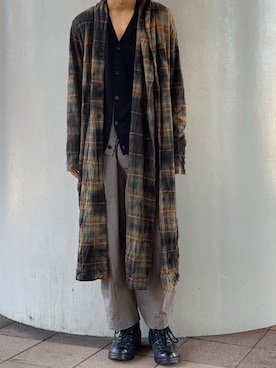 「Yohji Yamamoto（ヨウジヤマモト）のアイテム（ブーツ）」を使った、kenさん（メンズ・179cm）の冬コーディネート