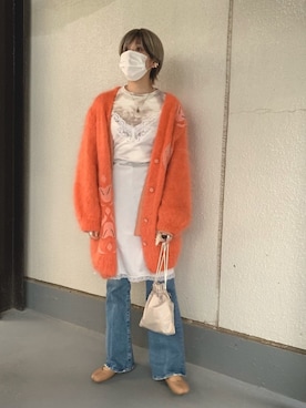 「モヘアカーディガン」｜「アイテム（ワンピース/ドレス）」を使った、YUKINOさん（レディース・170cm）の春コーディネート