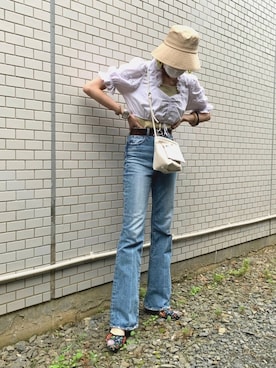 「VINTAGE（ヴィンテージ）のアイテム（パンプス）」を使った、YUKINOさん（レディース・170cm）の夏コーディネート