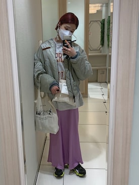 「キャミワンピ」｜「アイテム（MA-1）」を使った、YUKINOさん（レディース・170cm）の春コーディネート