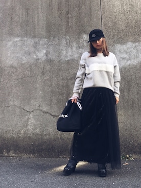 「chanel」｜「アイテム（スウェット）」を使った、KARINさん（レディース・156cm）の冬コーディネート