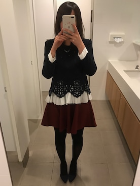 「NETSTAR（ネットスター）のアイテム（スカート）」を使った、kiwi.mikanさん（レディース・165cm）の秋コーディネート