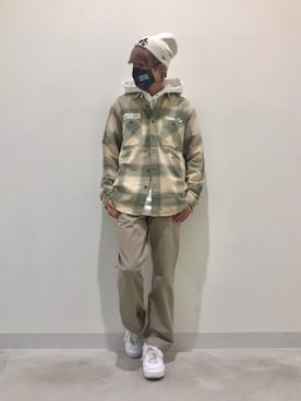 「NEW ERA（ニューエラ）の【×NEW ERA】ベーシック カフ ニットキャップ AC刺繍/BASIC CUFF KNIT CAP EMBROIDERY AC（ニットキャップ/ビーニー）」を使った、ふく。さん（メンズ・175cm）の秋コーディネート