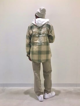 「NEW ERA（ニューエラ）の【×NEW ERA】ベーシック カフ ニットキャップ AC刺繍/BASIC CUFF KNIT CAP EMBROIDERY AC（ニットキャップ/ビーニー）」を使った、ふく。さん（メンズ・175cm）の秋コーディネート